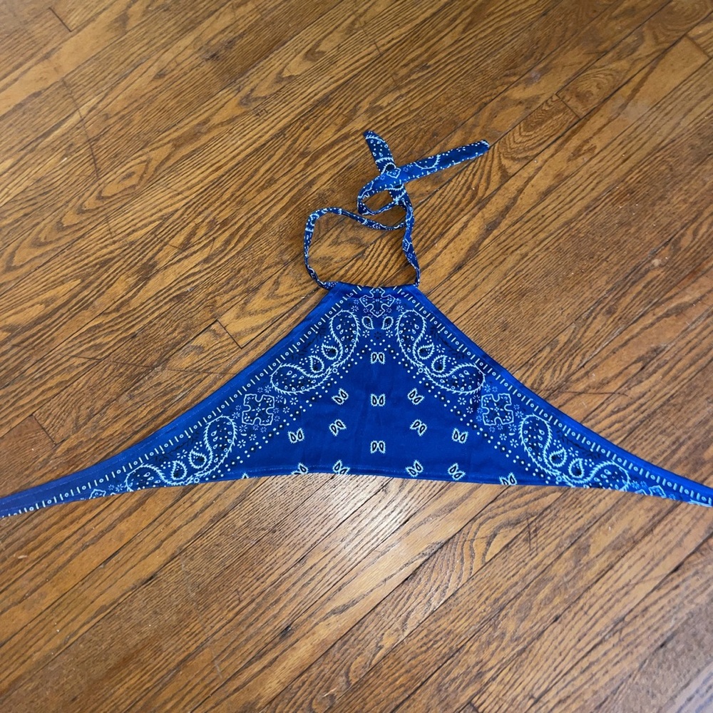 Blue bandana halter neck crop top!